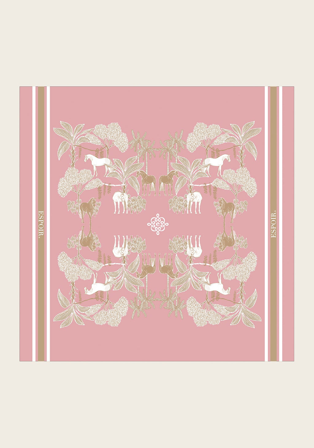  Island Horses on Rose Square Scarf