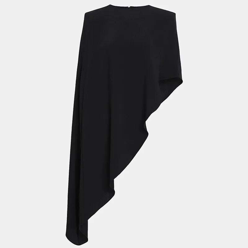 Trendix White Asymmetrical Cover Up For Women Fashion Ruffle Hem Loose Short Sleeve Shirts Casual Elegant Commuting Pullover Top
