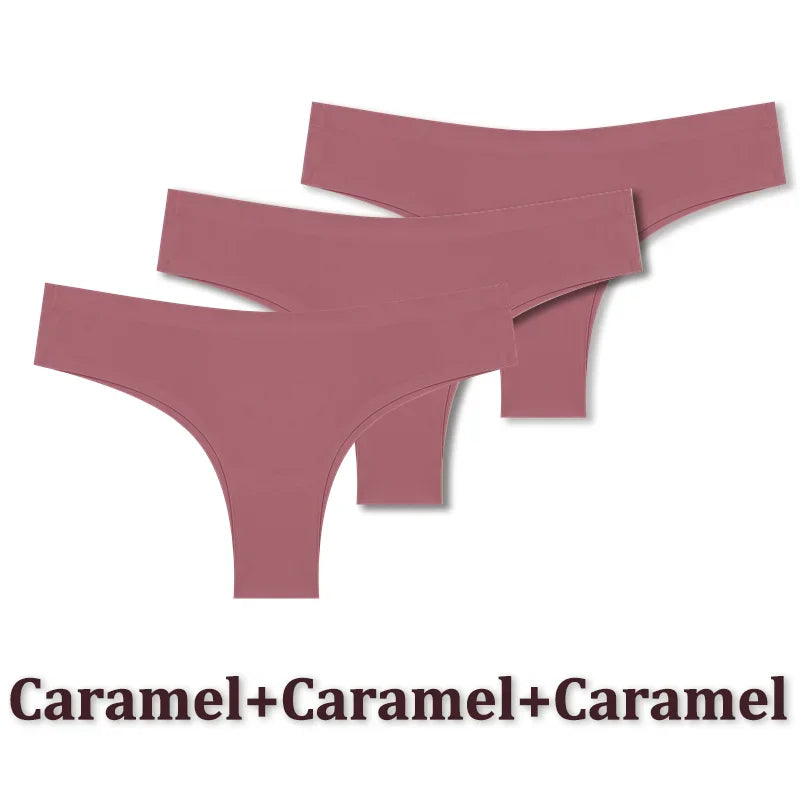 3PCS Seamless Ultra-thin Brazilian panties Maillard Panties Women Ice Silk Underwear Sexy Panty Low Waist G-string Female Solid
