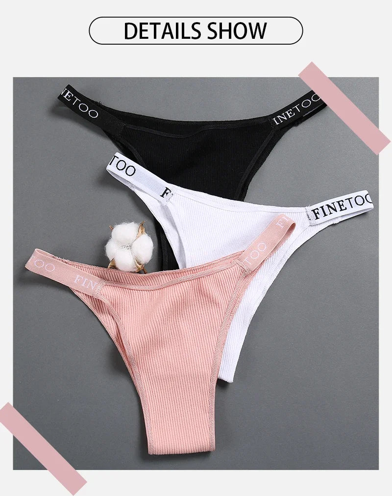3Pcs/set Low Waist Brazilian Panties Women Cotton Bikini Panties M-XL Lady Comfortable Underwear Female Soft Underpants Lingerie