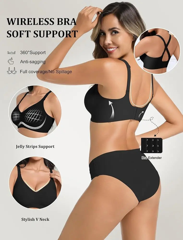 Women's Jelly Seamless Wire-Free Bra Full Cup Thin Mold Soft Support Underwear Plus Size Comfortable High Elasticity Bra