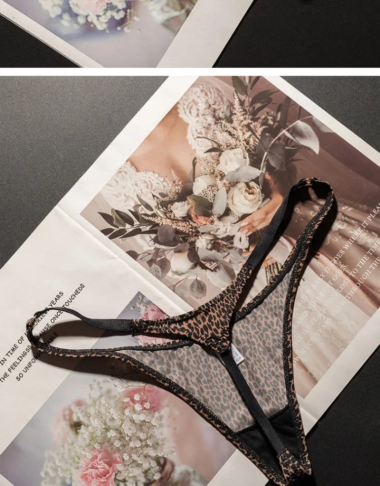 Ice Slik Low Waist Girls G String Leopard Flower Women Panties Sexy Briefs Thong T-back Underwear Female Lingerie Size S-XL