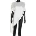 Trendix White Asymmetrical Cover Up For Women Fashion Ruffle Hem Loose Short Sleeve Shirts Casual Elegant Commuting Pullover Top