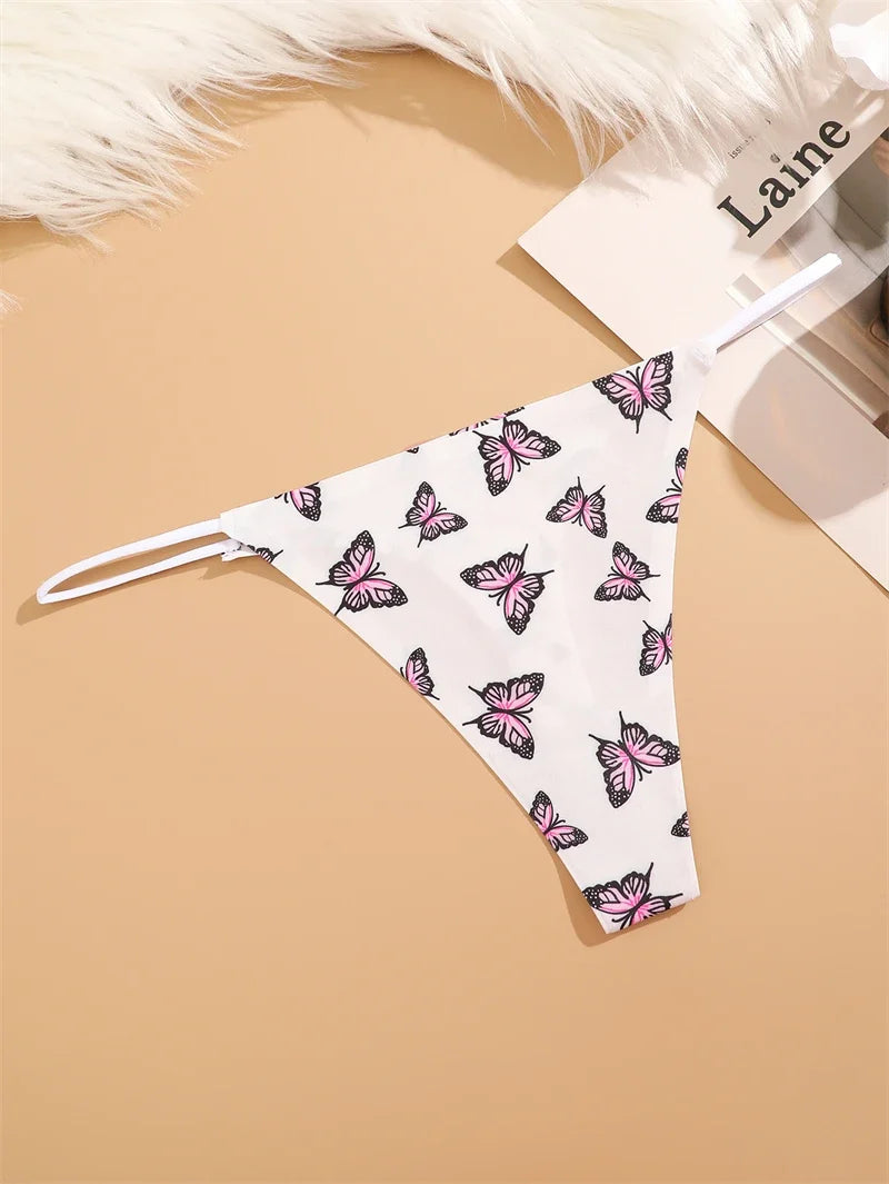 3PCS Women Seamless Leopard Butterfly Panties Sexy Ultra-thin Briefs Female Ice Silk No Trace Underwear Low Rise Soft Lingerie