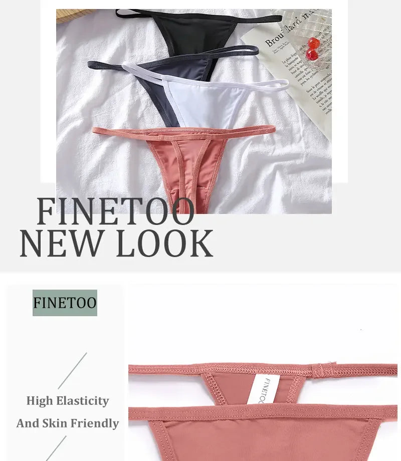 New 3PCS/Set Cotton Bikini Panties Women Sexy Solid Color Low Waist Thongs Female Breathable G-String Underwear Comfort Lingerie