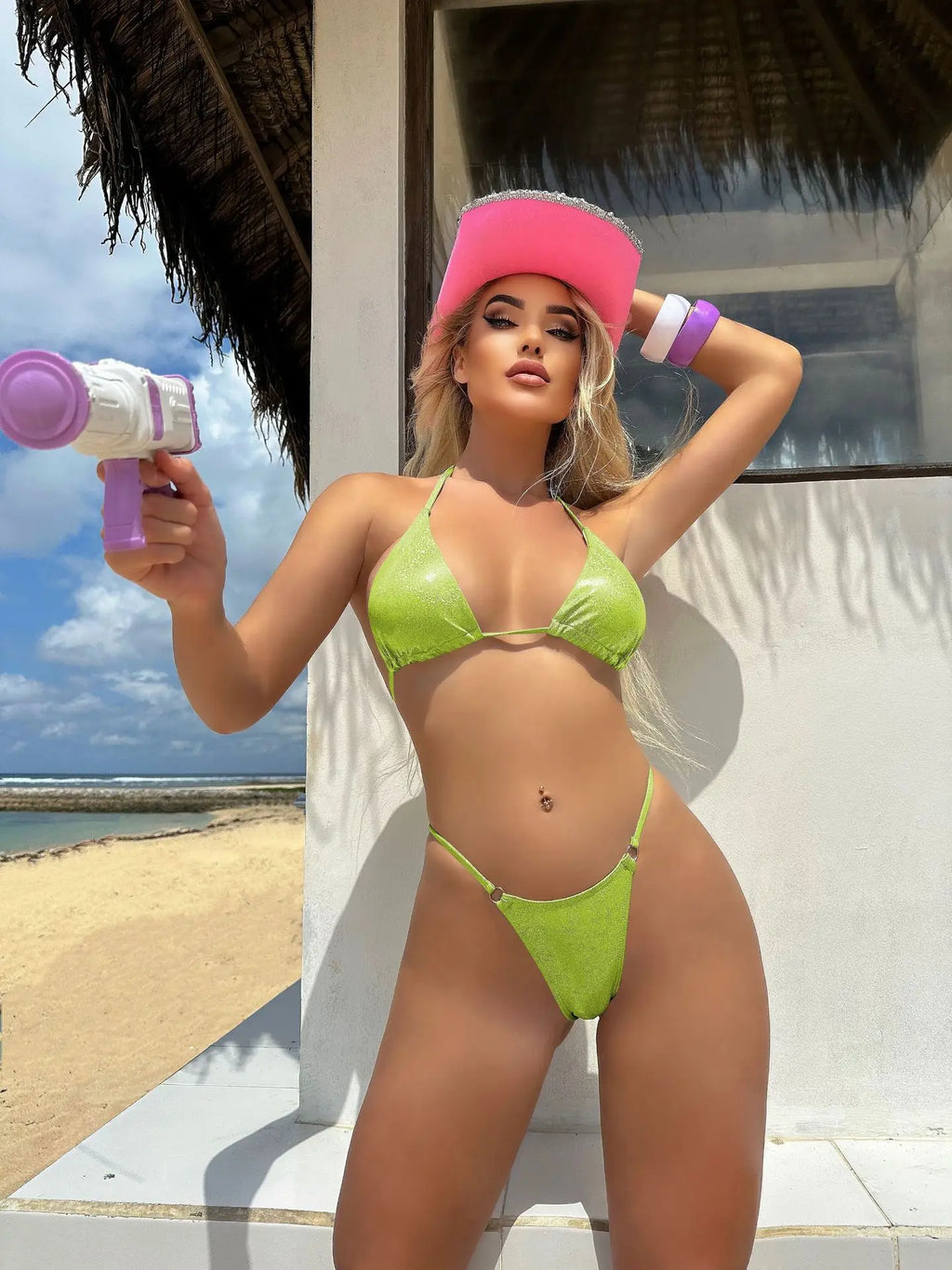 Shiny Bikini Set 2025 Women Luxury Bling Purple Neon Green Push Up Micro Swimsuit Summer Bathing Suit Thong Swimwear Biquini