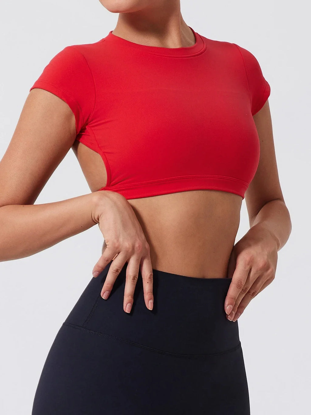 Hearuisavy Summer Sports Shirts Workout Tops Fitness Activewear Quick-Dry Yoga Clothes Sport Crop Tops Backless Gym Top Women