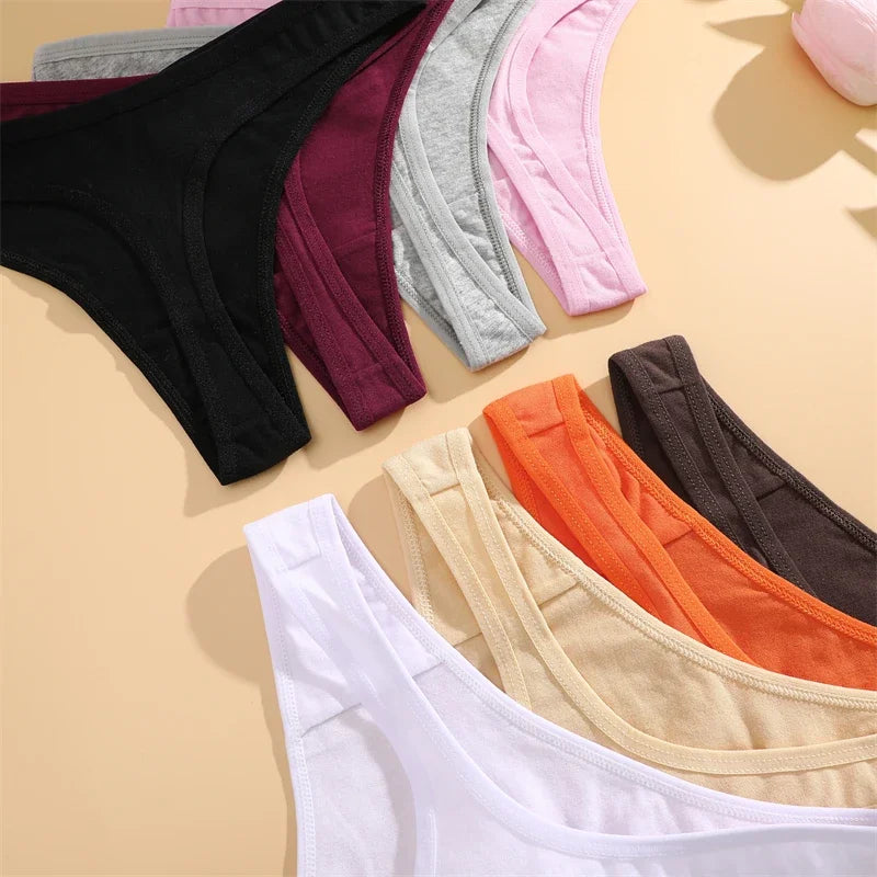 5Pcs Women Cotton Thongs Female Sexy Bikini Panties G-String Underwear Thongs Striped Panties Female Underwear T-Back Intimat