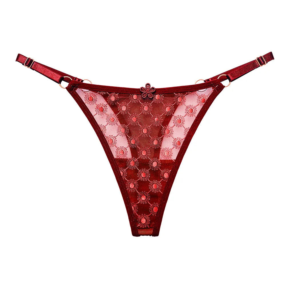 Thin Sexy Girls G String Thong Panties Women Briefs Flower Hollow Out Transparent Underwear Female Lingerie