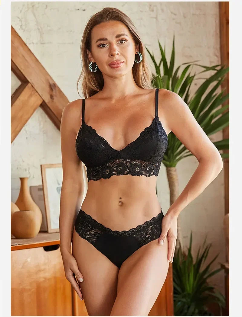 3Pcs/Set Seamless Lace Women Panties Transprant Hollow Out Low Waist Briefs Female Solid Soft Breathable Lingerie Underwear