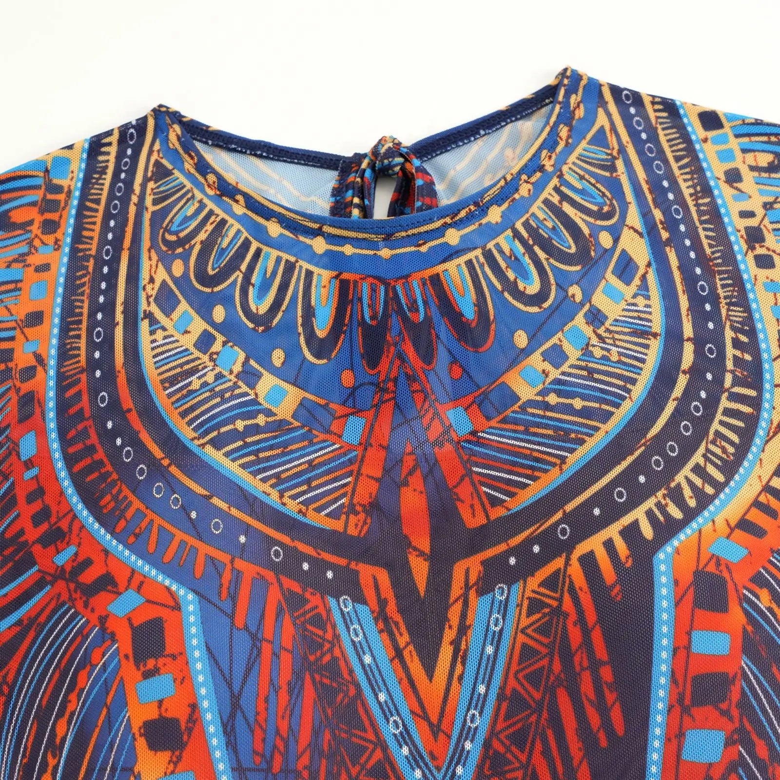Vintage Blue Ethnic Print One Piece Swimsuit Mesh Long Skirt Set 2026 Women Long Sleeve Slim Fit Swimwear Summer Bathing Suits