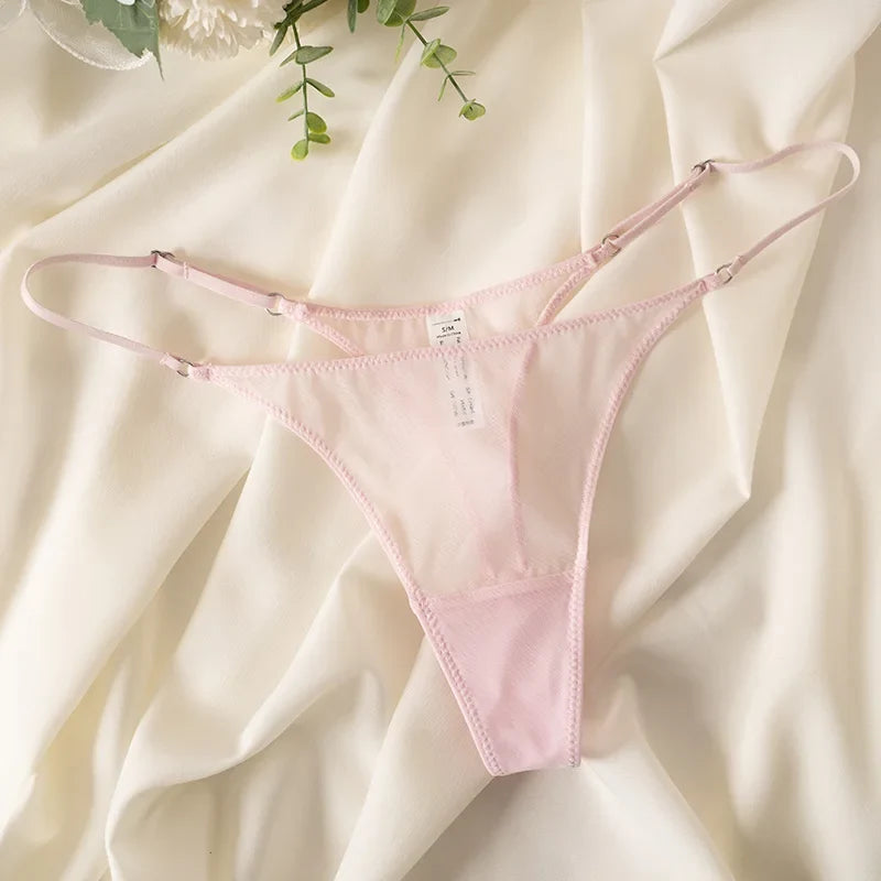 Lace Mesh Women Briefs Sexy Thong Transparent Panties Underwear Low Waist Girls G String Seamless Lingerie Fitness T Back