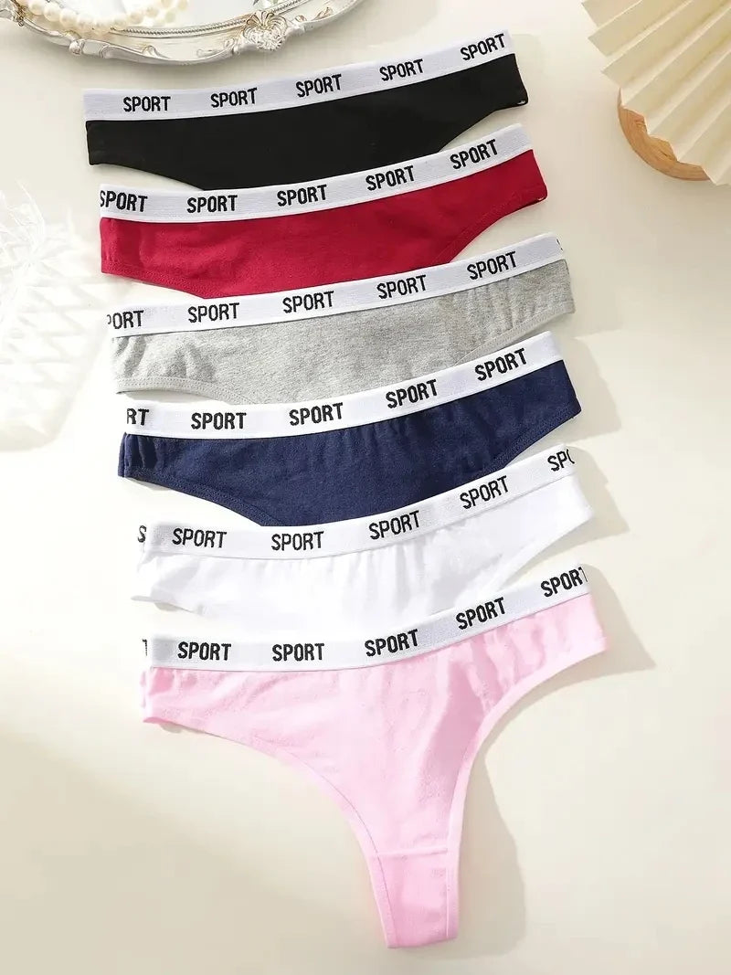 6Pcs/Set Women Thongs Cotton Panties Plus Zise Underwear Sexy G-String Low Waist Briefs Underpants Comfortable Lingerie S-XL