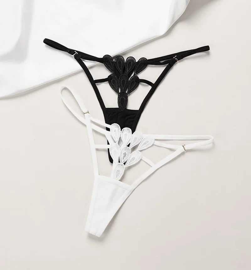 Sexy Thong Lace Panties Women Briefs Girls G String Hollow Out Transparent Underwear Female Thin Low Waist Lingerie Size S-XL