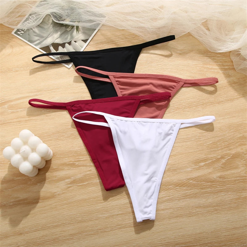 Women's Cotton Thong Sexy Thongs Women's Panties Set Solid Seamless Low Waist Underwear Female Underpants Intimates Lingerie