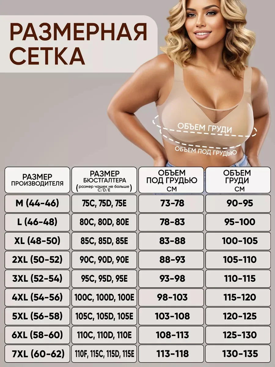 Women's Strapless Wire-free Mesh Bra Jelly-like Full Cup Bra with Side Support Comfortable and Beautiful Back Plus Up Bra