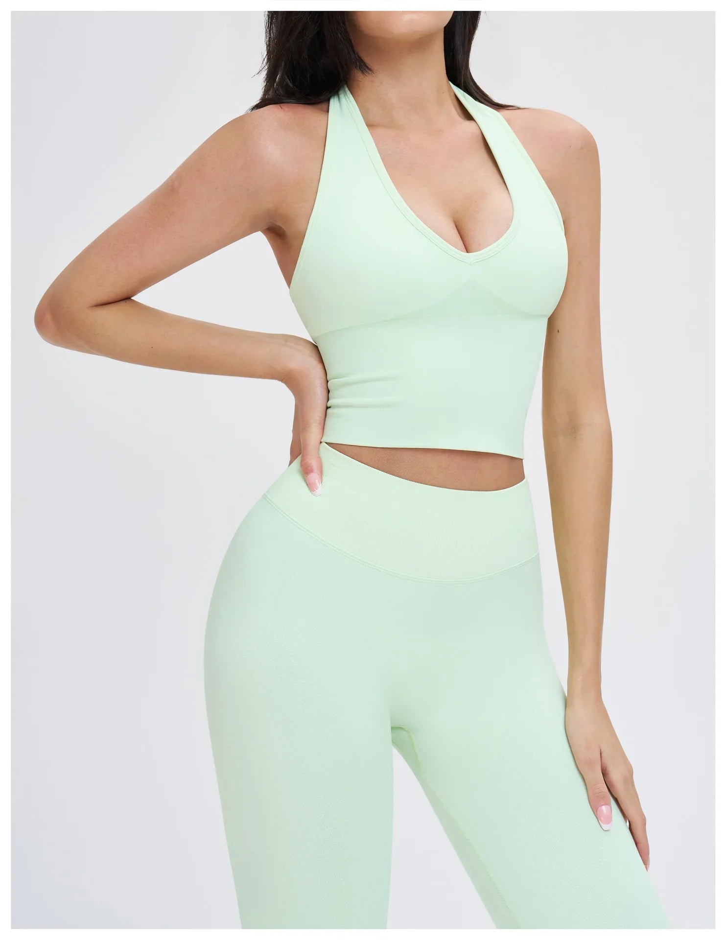 Women Summer Sports Bra Seamless Halter Top High Support Push-up Open Back Gym Bra High-intensity Fitness Yoga Workout Underwear
