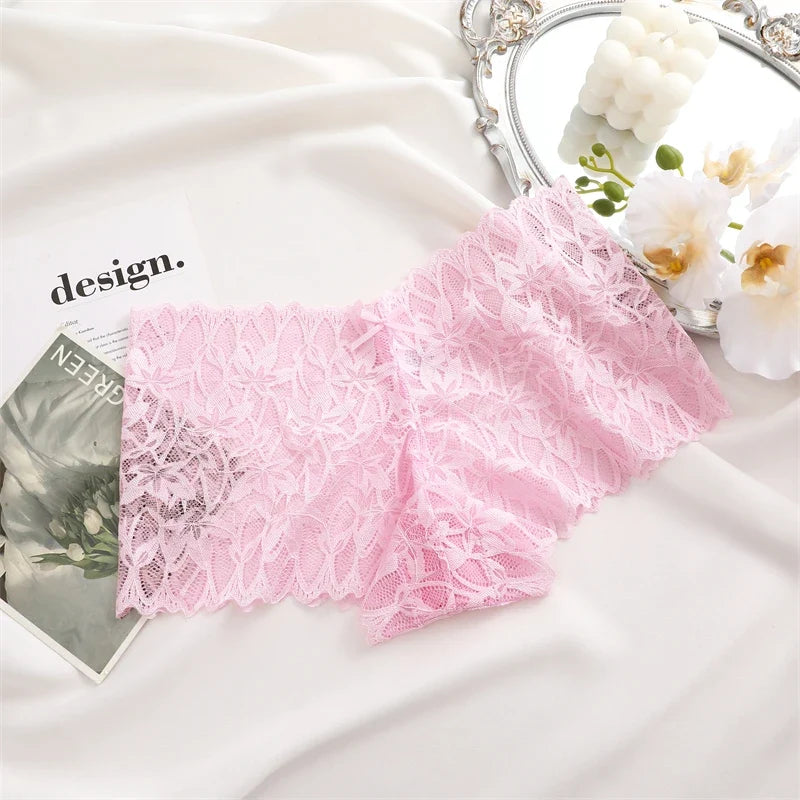 3Pcs Women Lace Boyshort Panties Low-Rise Sexy Underwear Trendy Floral Underpants Female Sexy Boyshort Panties Ladies Lingerie