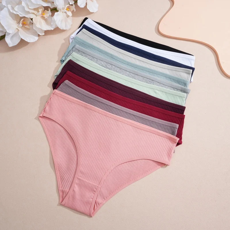 3Pcs/Set Women's Seamless Cotton Briefs Women Panties Solid Color Breathable Underwear Female Low Waist Soft Lingerie S-XXL