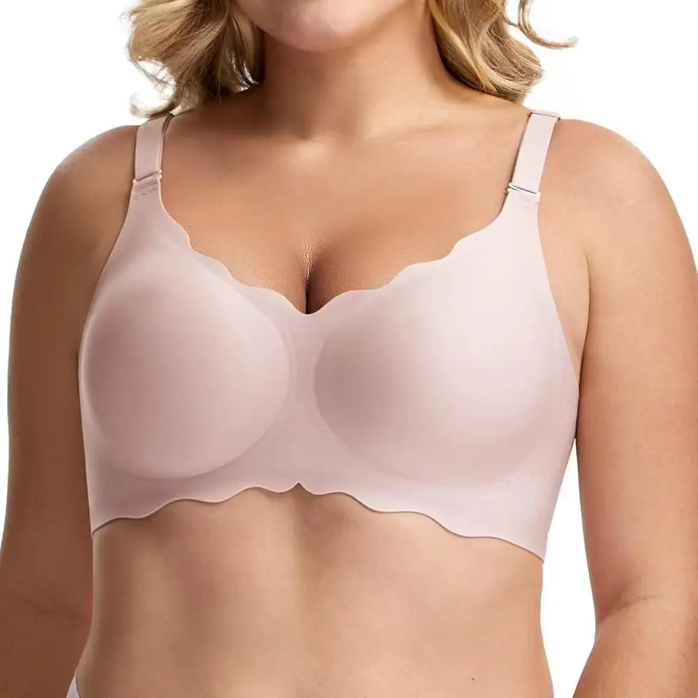 Plus-size Jelly-like Wire-free Bra Thin Molded Cups with A Wire-free Design Comfortable and Breathable Underwear Push Up