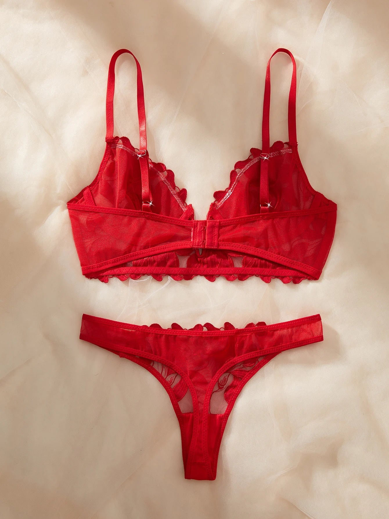 Floral Valentine Charming Brief Panty Underwear Sexy Nighty Fancy V Underwear Brief Set for Lady
