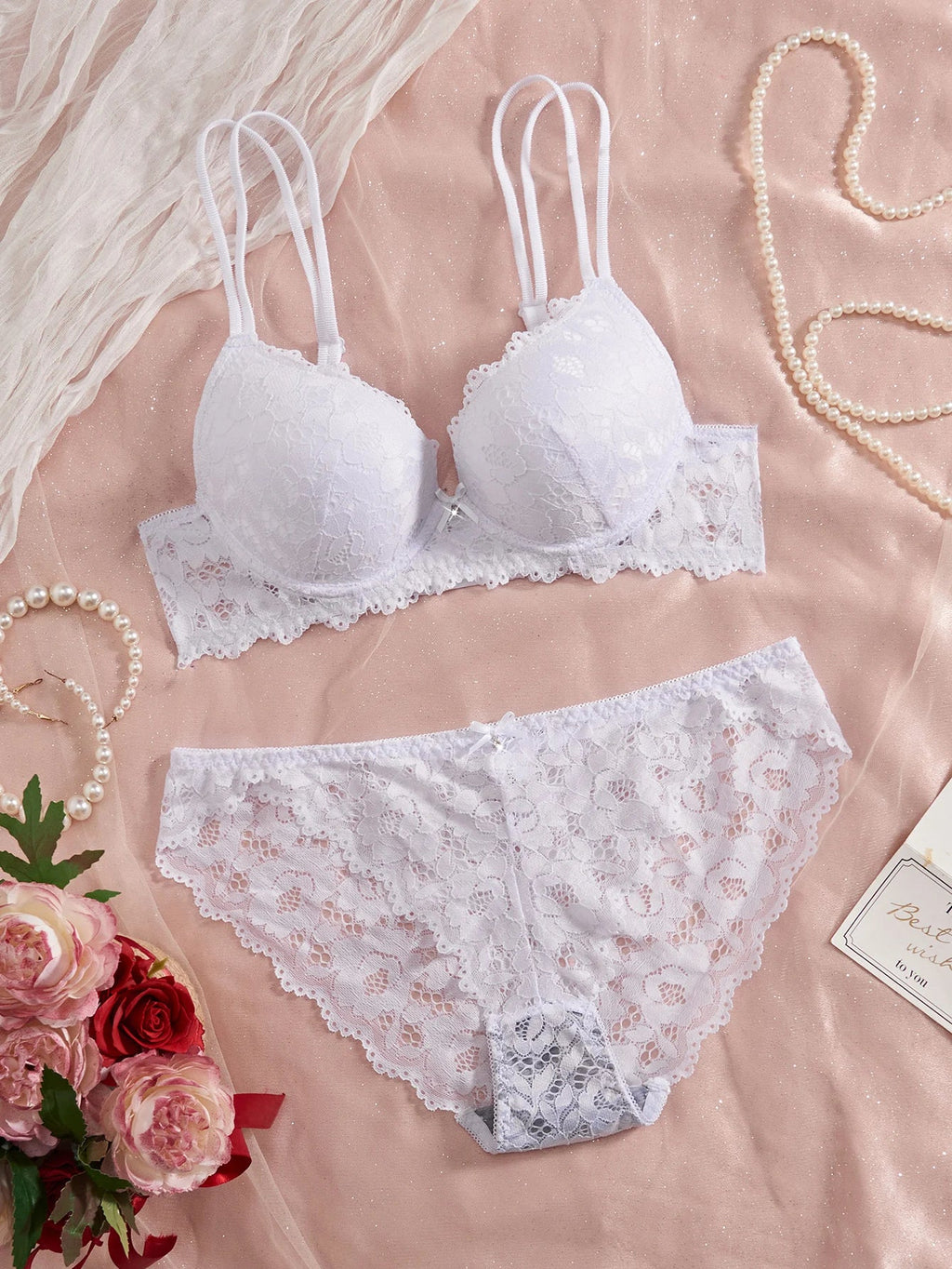 6-Piece Set Lace Women's Underwear Set No Lining Lace Push up Bra Comfortable Fitting Sexy Mesh Lace Panties Women's Bra Set