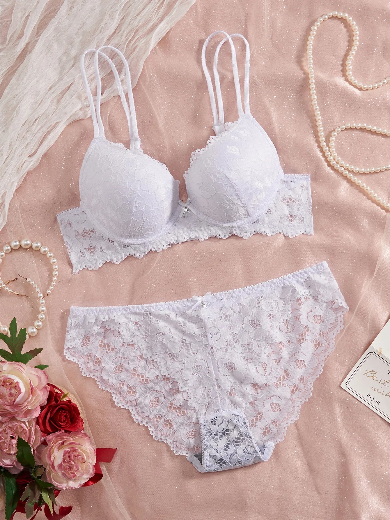6-Piece Set Lace Women's Underwear Set No Lining Lace Push up Bra Comfortable Fitting Sexy Mesh Lace Panties Women's Bra Set