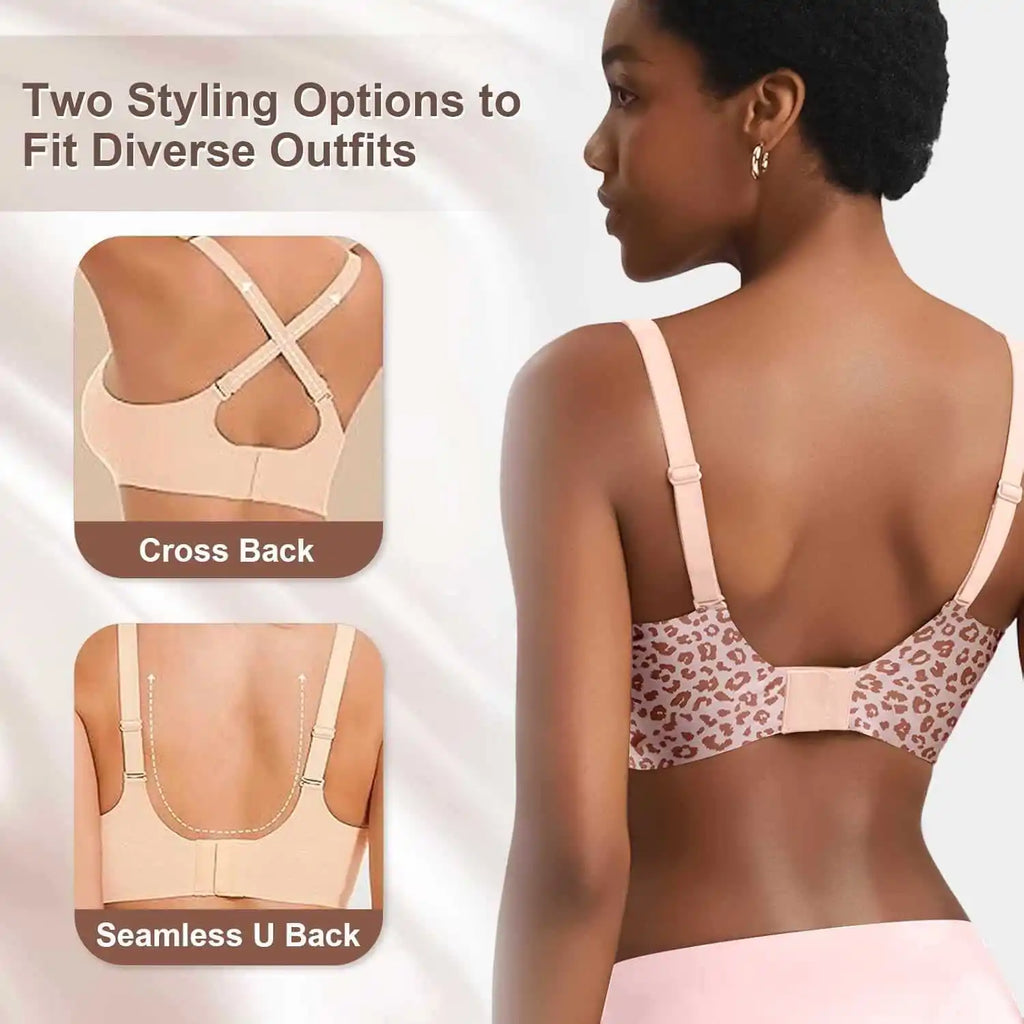 Custom made-2-Row Hook Leopard Print Bra Underwear