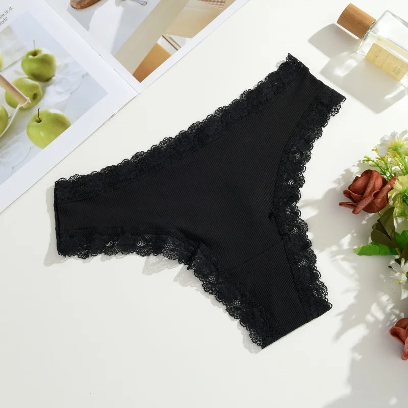 3Pcs Women Cotton Lingerie Sexy Thong Soft Fashion Panties Femme Design Underwear Pantys Underpant Lingerie Lace Intimates S-XL