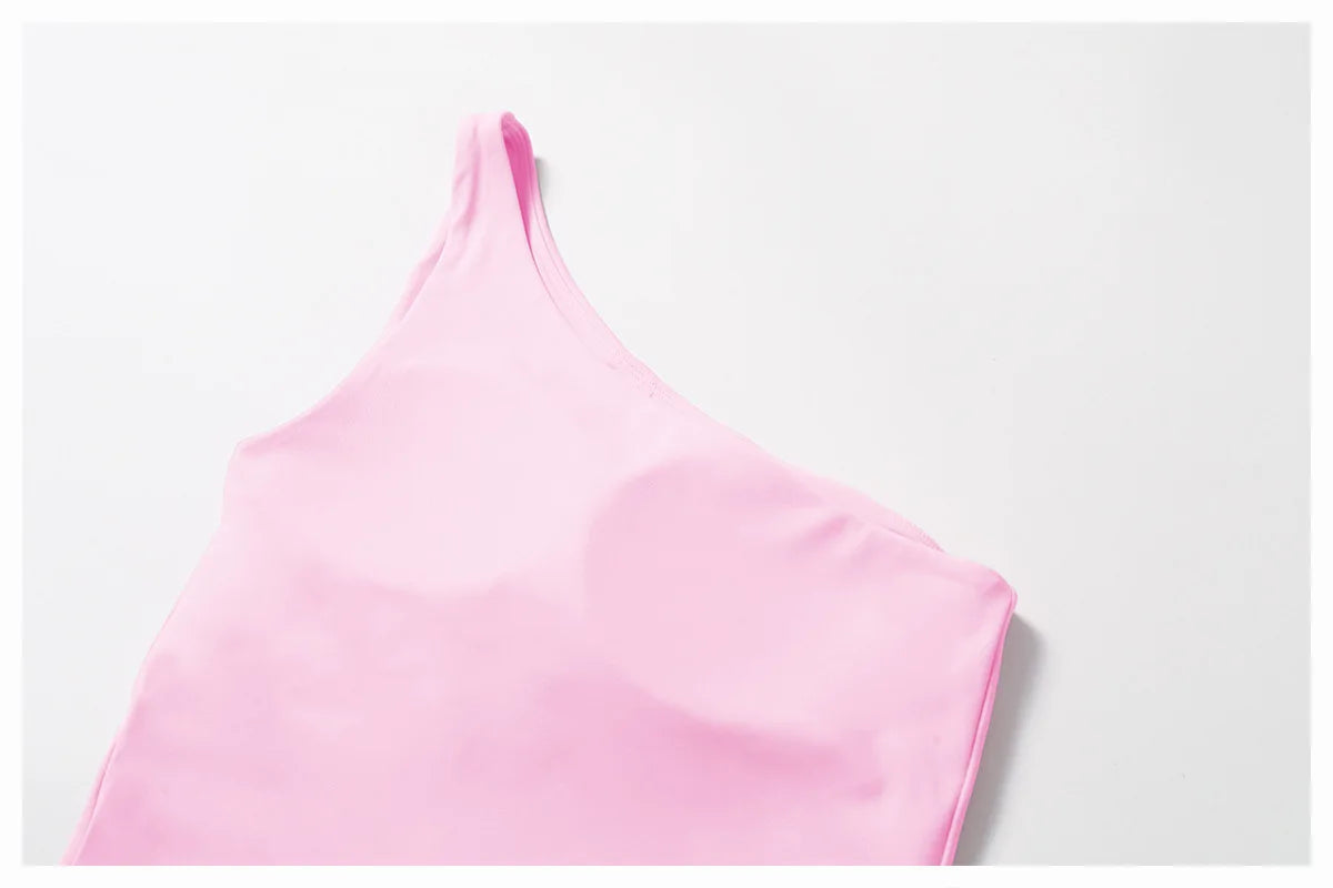 Single Shoulder Bra Women Yoga Sports Bra Breathable Shock Proof Gym Workout Fitness Push Up Top Running Sports Vest Underwear