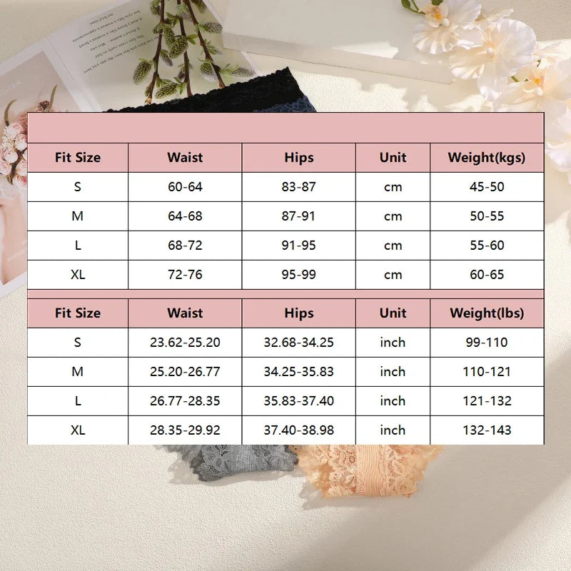 5PCS/Set Women Cotton Panties Sexy Lace Low Waist Briefs Stretch Comfortable Ladies Underwear Soft Breathable Intimate Lingerie
