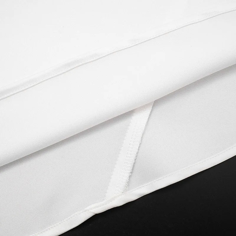 Trendix White Asymmetrical Cover Up For Women Fashion Ruffle Hem Loose Short Sleeve Shirts Casual Elegant Commuting Pullover Top