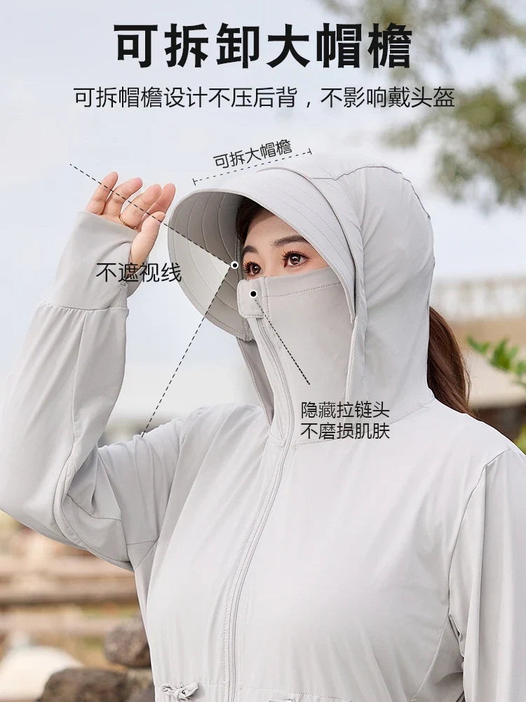 Ice Silk Long Sleeve Sunscreen Clothing 3XL 4XL UPF 50+ UV Protection Thin Breathable Sun-Proof Coat Ice Silk Sunscreen Jacket
