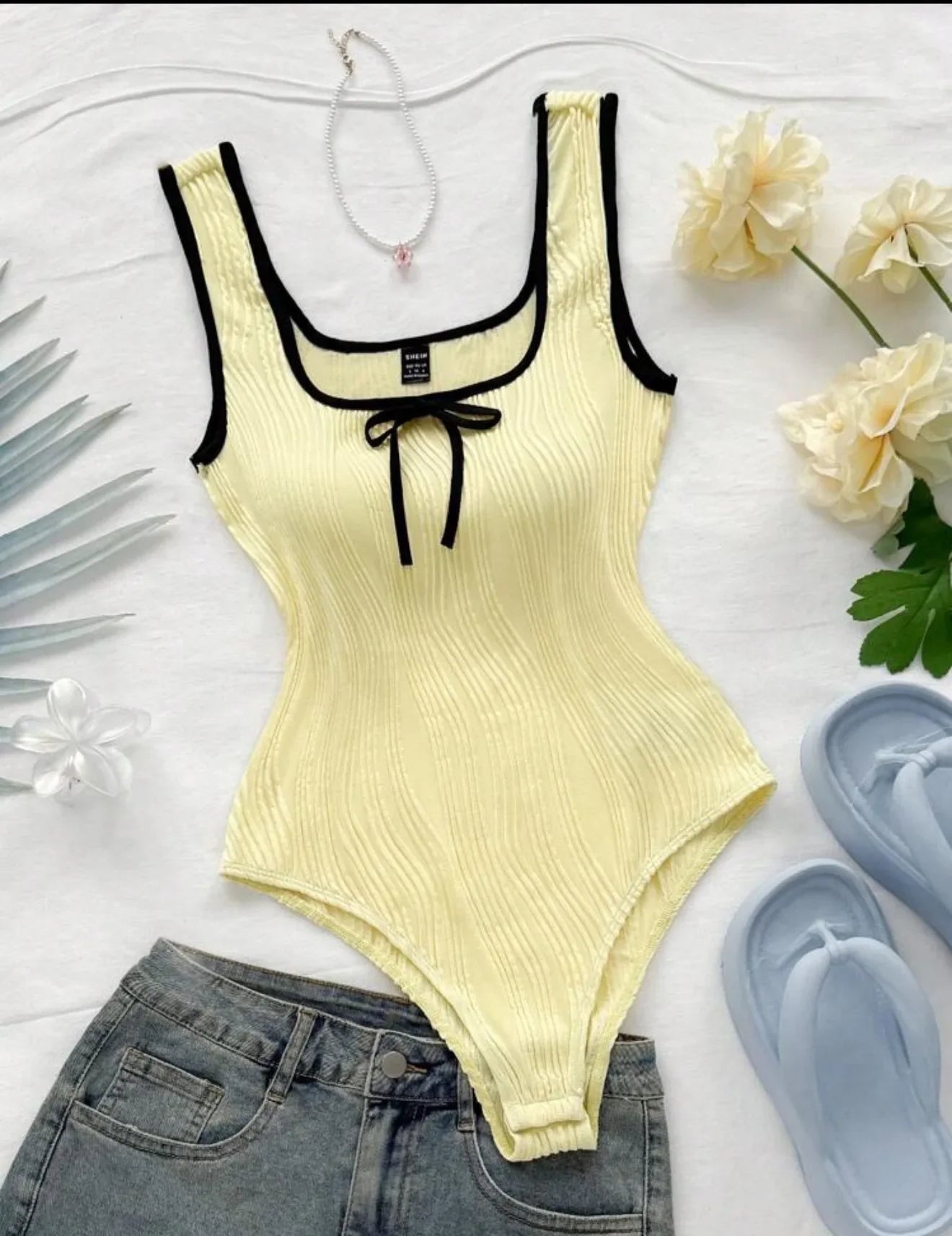 Vintage White Patchwork One Piece Swimsuit 2026 Women Front Tie Slim Tummy Control Swimwear Summer Holiday Bathing Suit Monokini