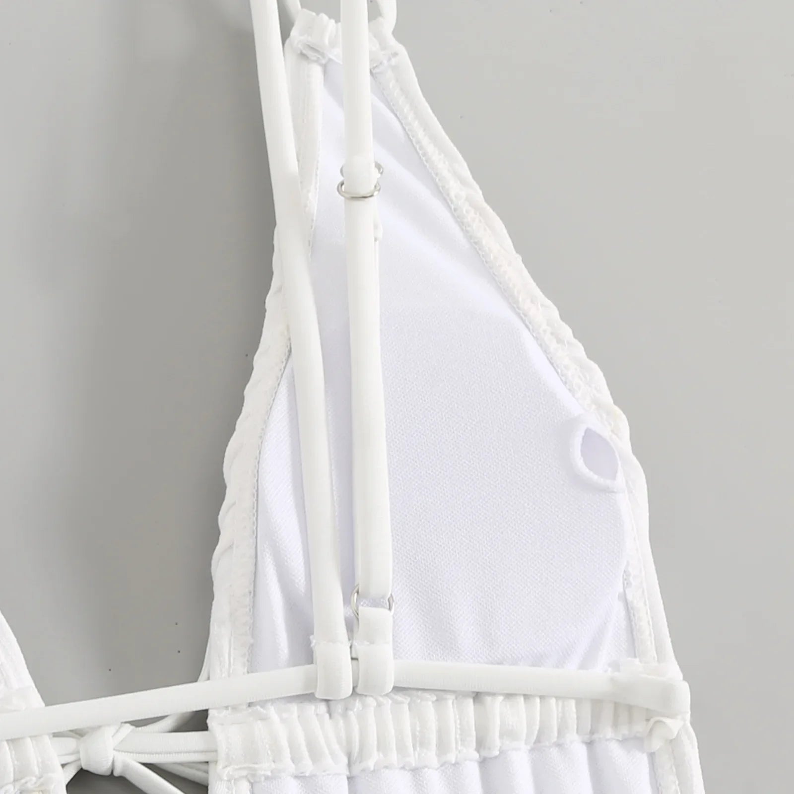 2026 New Deep V One Piece Black Swimsuit Halter Solid Color Women's Backless Bathing Suit Bandage White Swimwear For Female