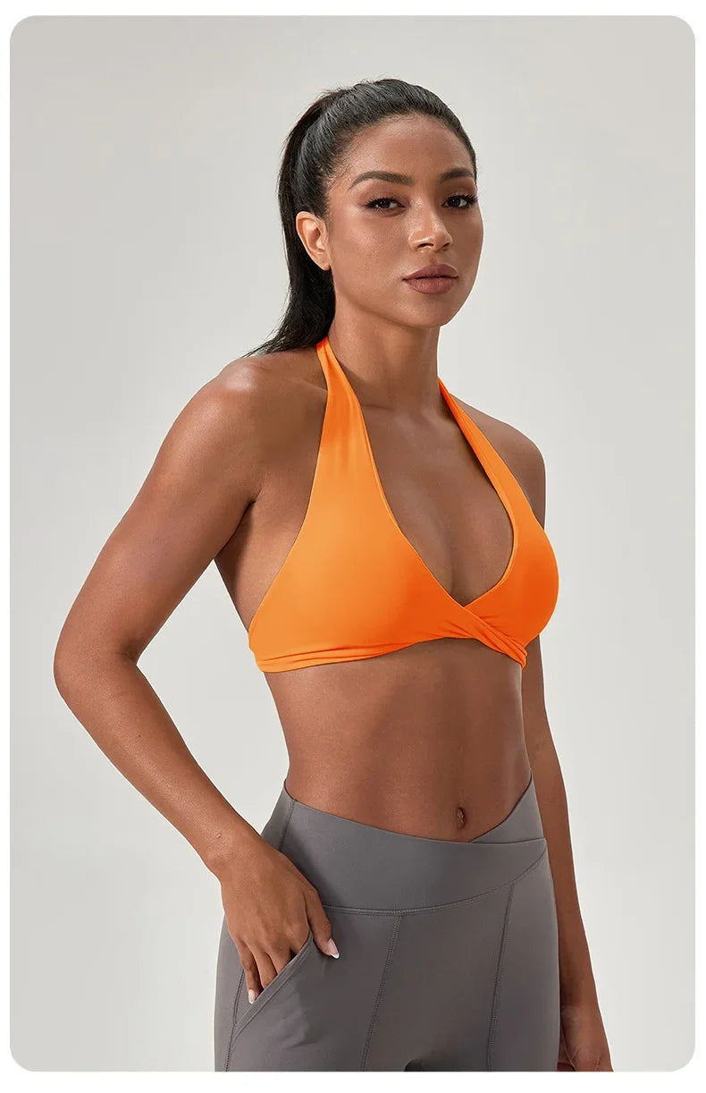 Women's Yoga Bra Halter Back Fitness Underwear Sexy Wire-Free Sports Vest Comfortable Breathable Bra