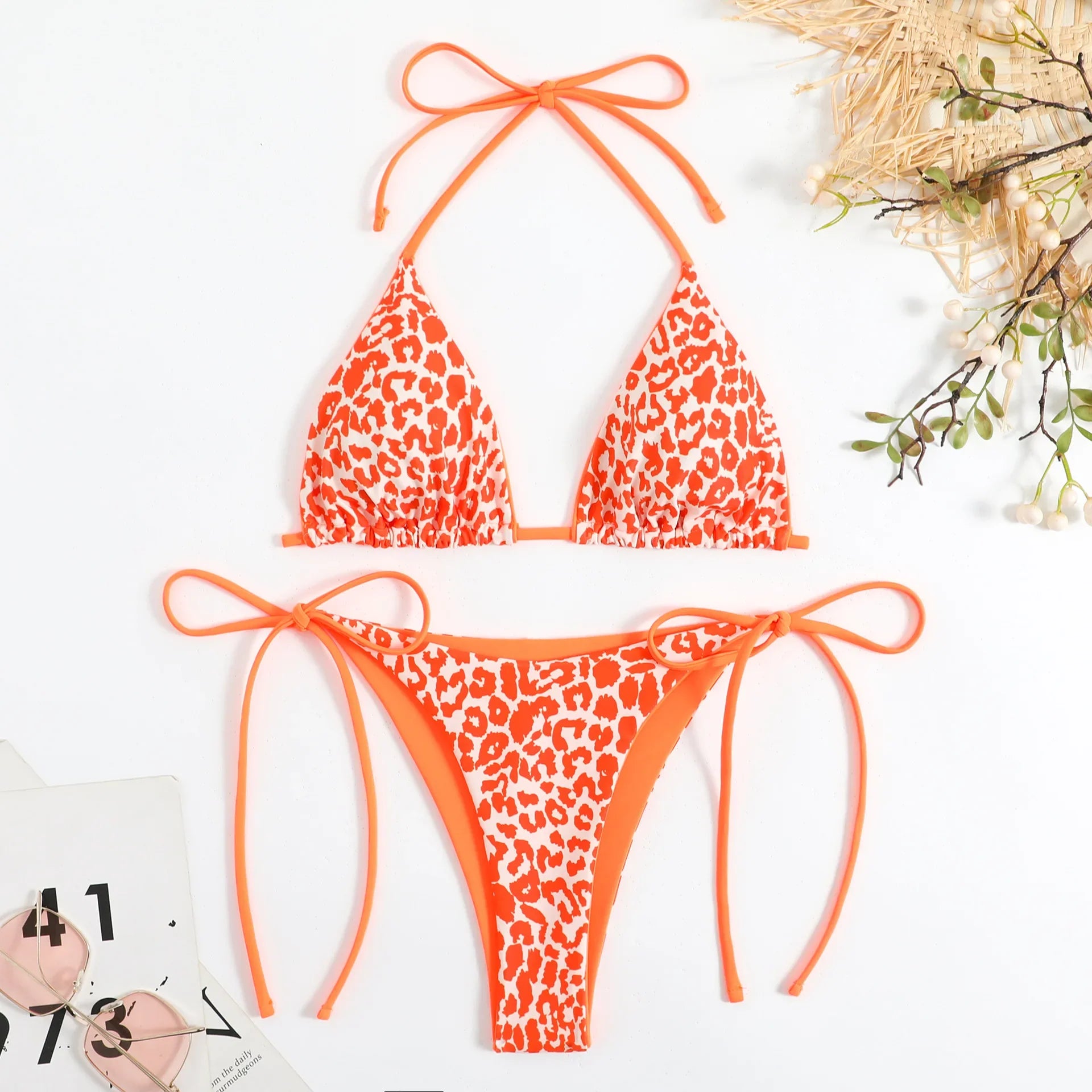 Sexy Micro Bikini 2025 Women Pink Leopard Print Neon Double Side Push Up Swimsuit Brazilian Beach Bathing Suit Thong Swimwear