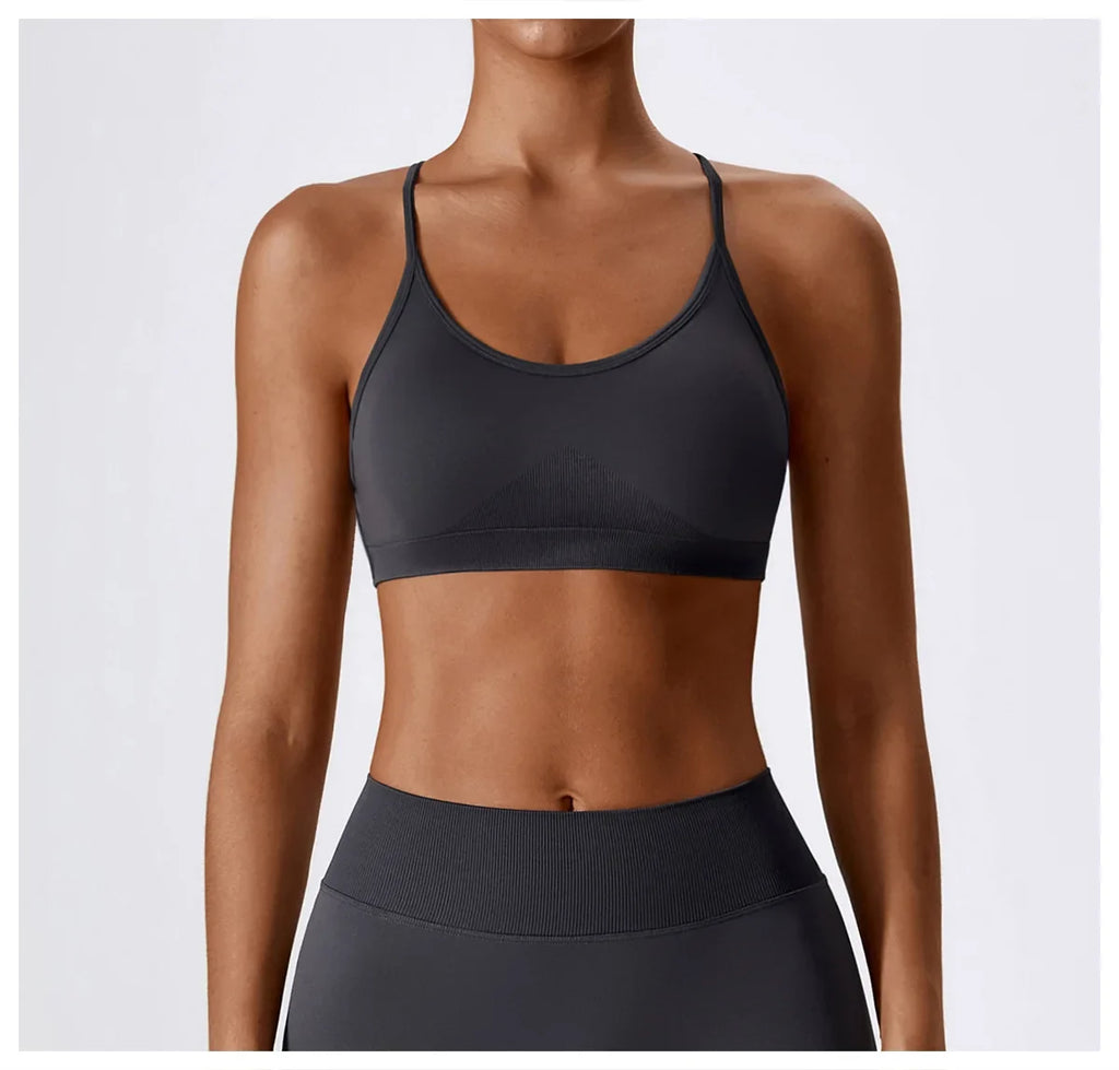 Women Cross Strap Sports Bra Women Push Up Sport Bra Yoga Gym Crop Top Brassiere Fitness Top Seamless Sport Bra Breathable Bras