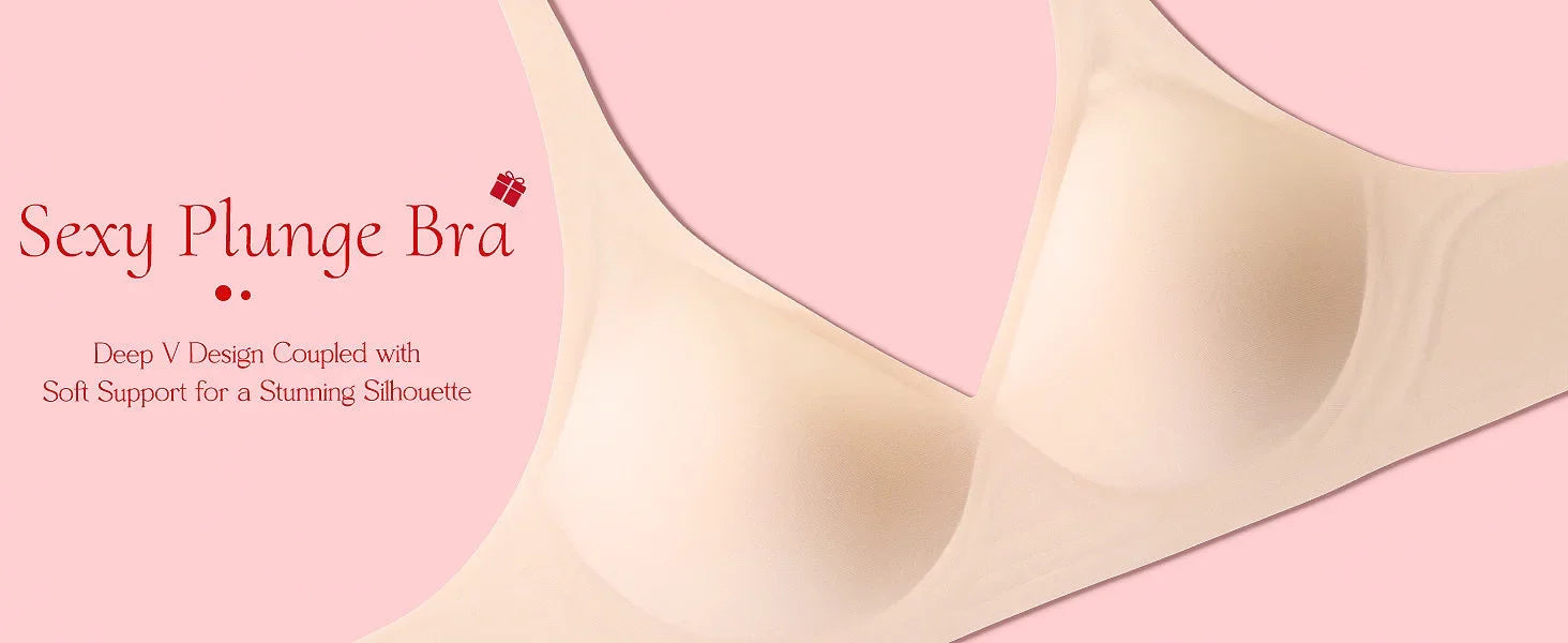 Pink Heart Seamless Wire-Free Comfortable Full-Cup Bra with Thin Molded Cups for Breathability and Support Beautiful Push Up Bra