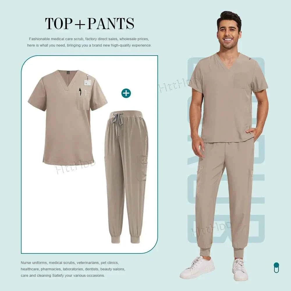 Unisex Nurse Scrubs Suit - Top & Pants