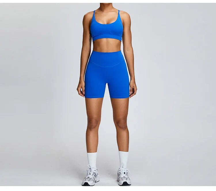 Solid Color Cross Back Women Fitness Underwear Sports Bra Running Top Gym Yoga Athletic Tight Workout Jog Soft With Backless Bra