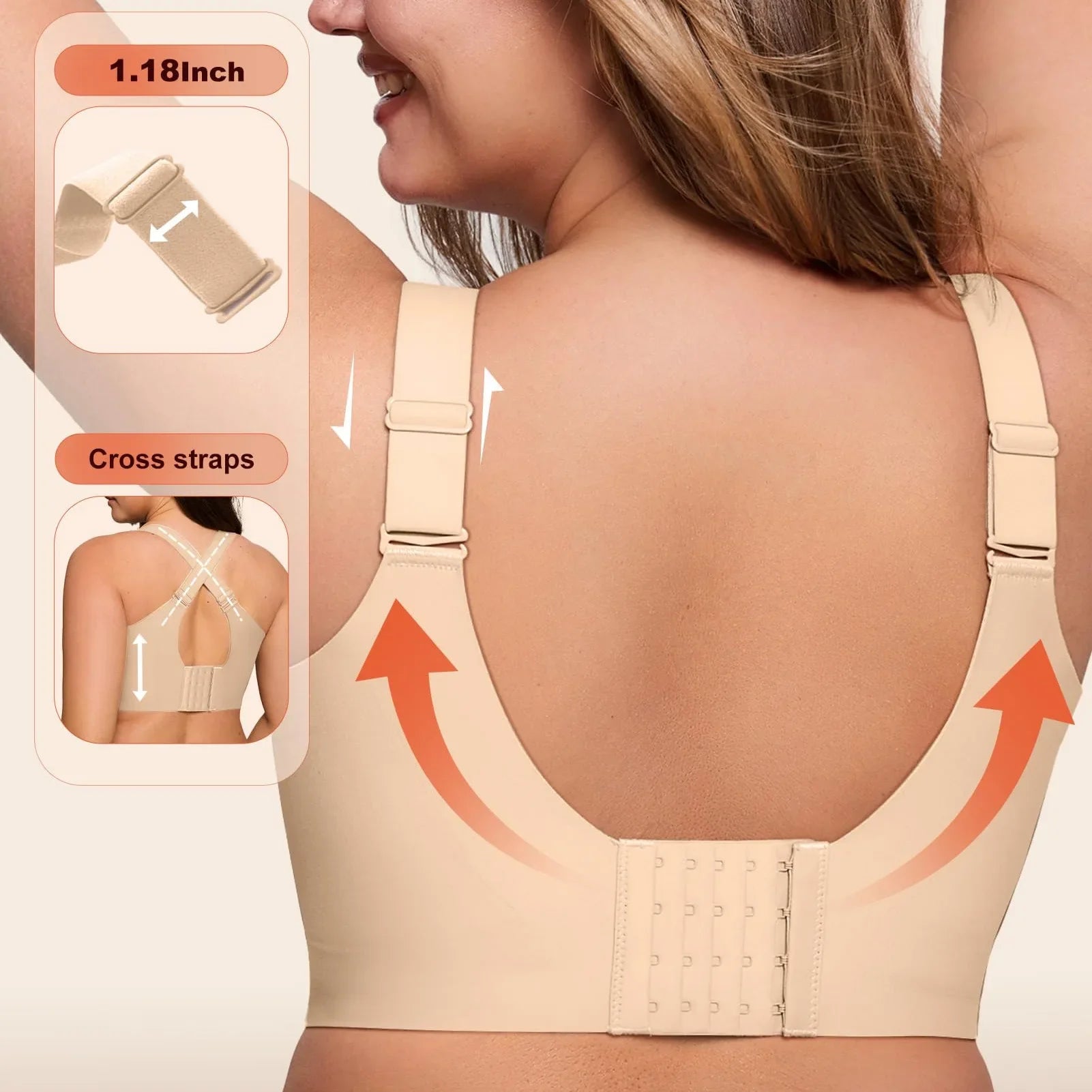 Women's Soft Support Wire-Free Bra, Solid Color, Seamless, Full Cup Thin Molding Bra, Plus Size Comfortable Push-Up Bra
