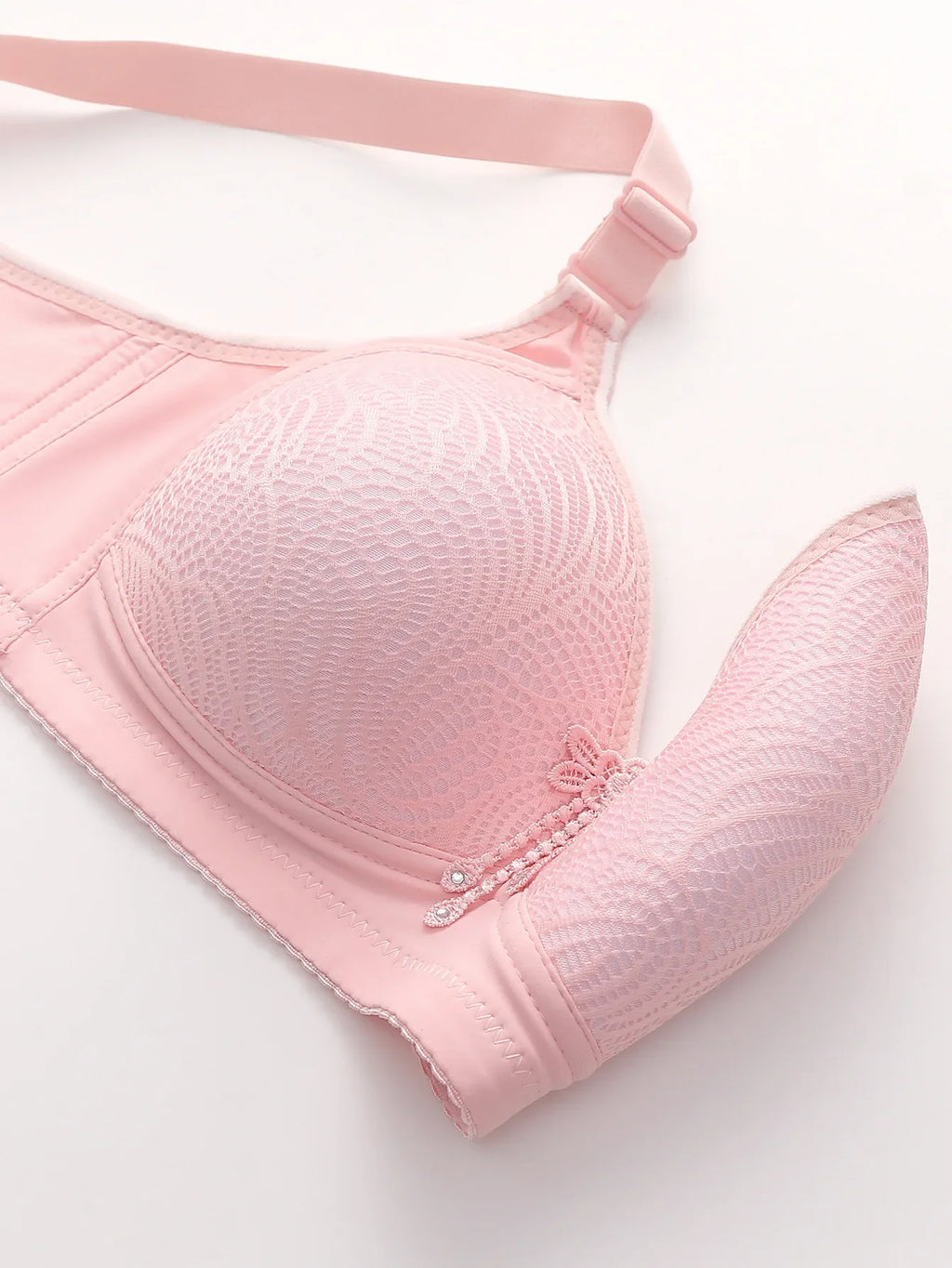 6 Pieces Color Women' Sexy Lace No Wire Bras Plus Size Adjustable Shoulders Strap T-Shirt Bra For Cup A B C D