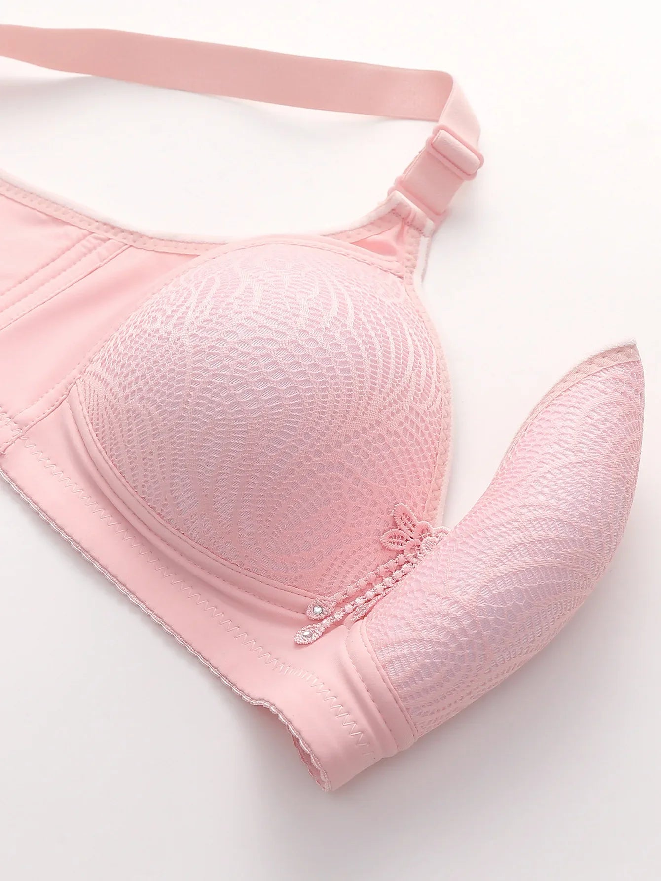 6 Pieces Color Women' Sexy Lace No Wire Bras Plus Size Adjustable Shoulders Strap T-Shirt Bra For Cup A B C D