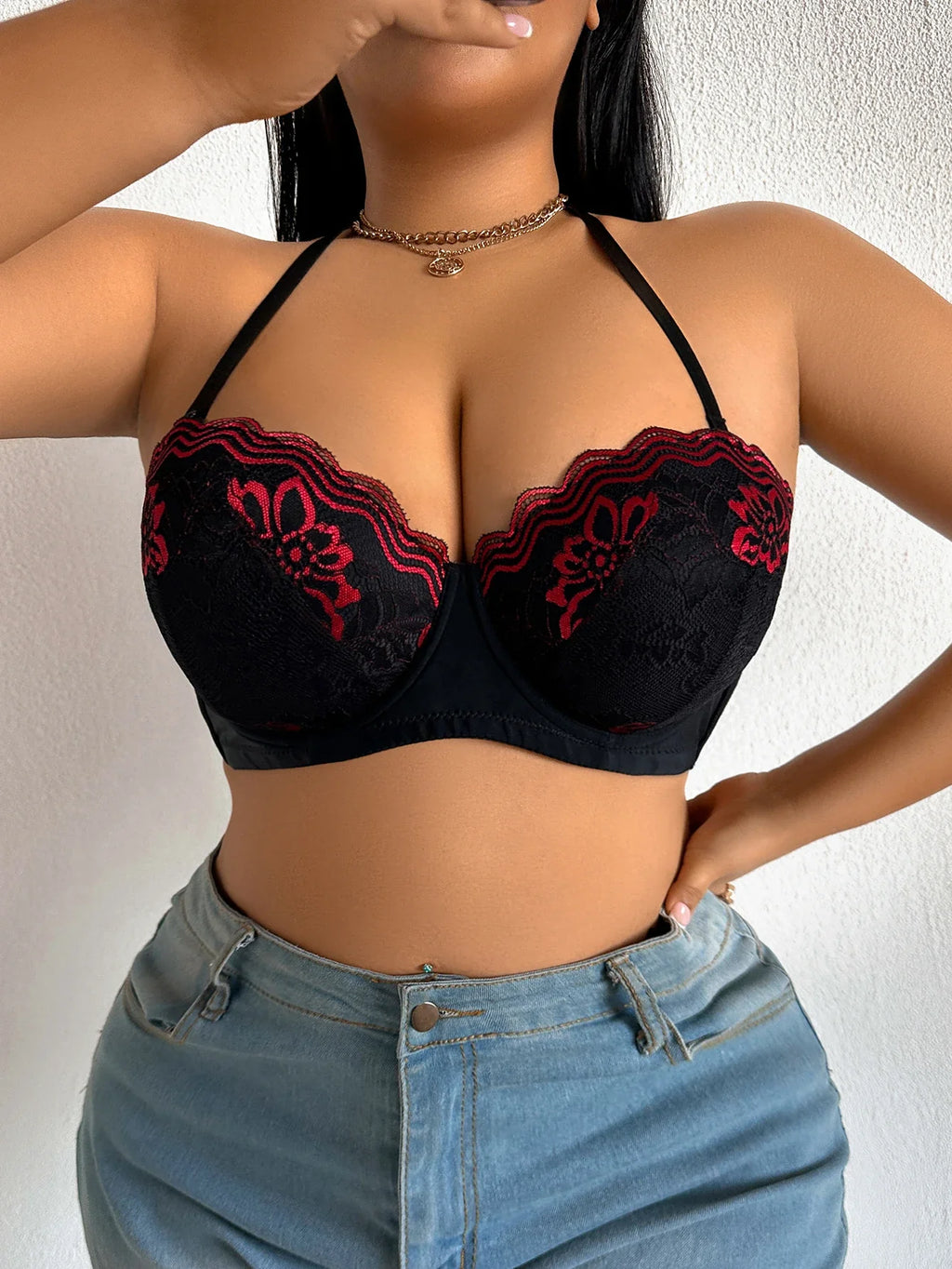 B C D Thin Cup Floral Lace Large Size Bra Side-Breast-Enhancing Silicone Pad Minimizer Push up Comfortable Bra