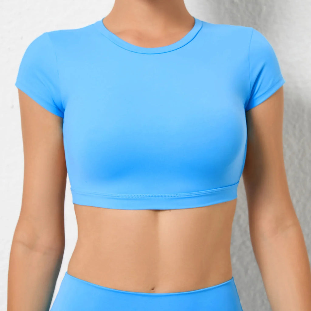 Hearuisavy Summer Customizable Sports Shirts Workout Sportswear Backless Yoga Clothing Chest Pads Sport Crop Tops Gym Top Women