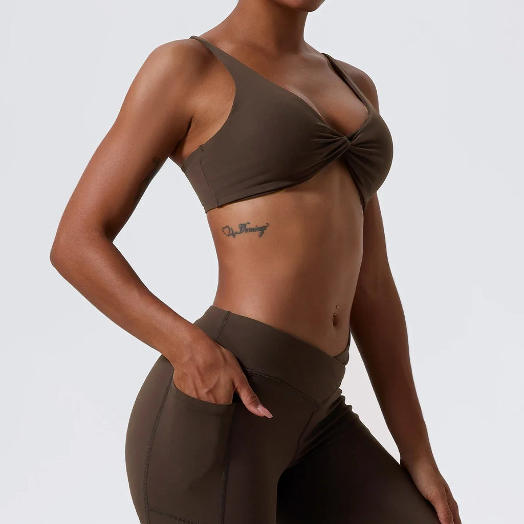 Hearuisavy Summer Sports Bra Shockproof Push Up Gym Top Women Quick-Dry Yoga Clothes Pleated Design Brassiere Workout Crop Top