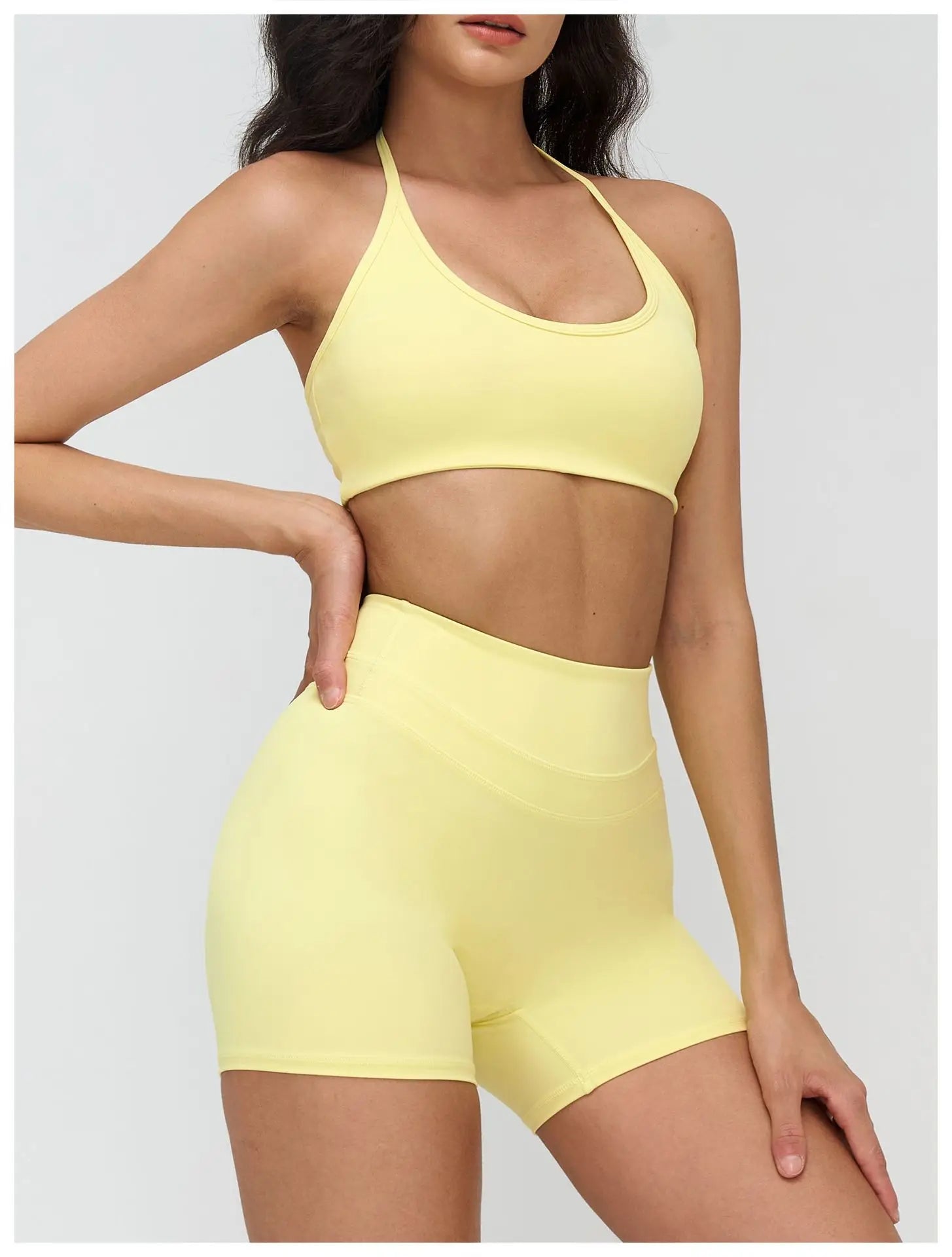 Neck Hanging Sports Bra High Support Women Push Up Bra Summer Gym Clothes Fitness Halter Top Quick Dry Running Workout Underwear
