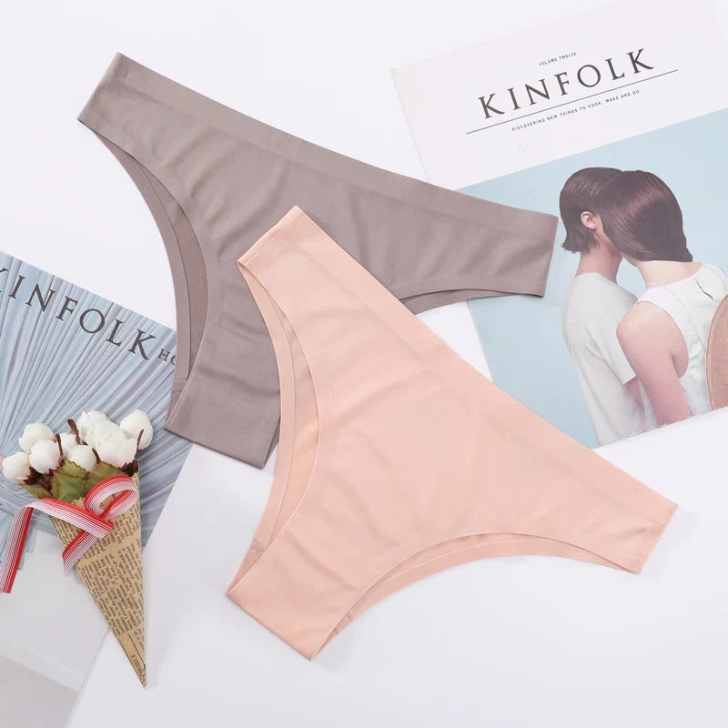 Ice Silk Thong Sexy Women Panties Seamless G String Briefs T Back for Girls Underwear Temptation Ladies Underpants Size M-XXL