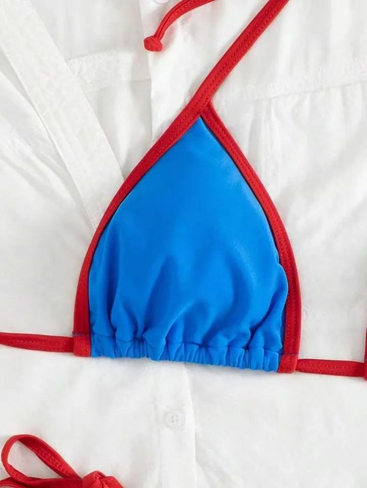 2026 Sexy Contrast Color Separates Micro Bikini Women's Swimsuit Female Swimwear Mini Thong Bikinis Set Two-piece Bathing Suit